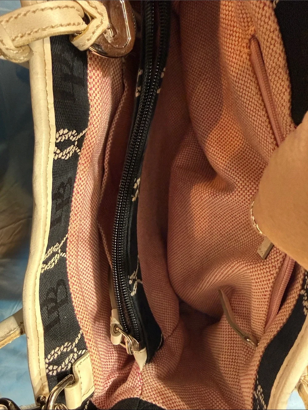 Dooney & Bourke Black with Cream Trim Satchel
